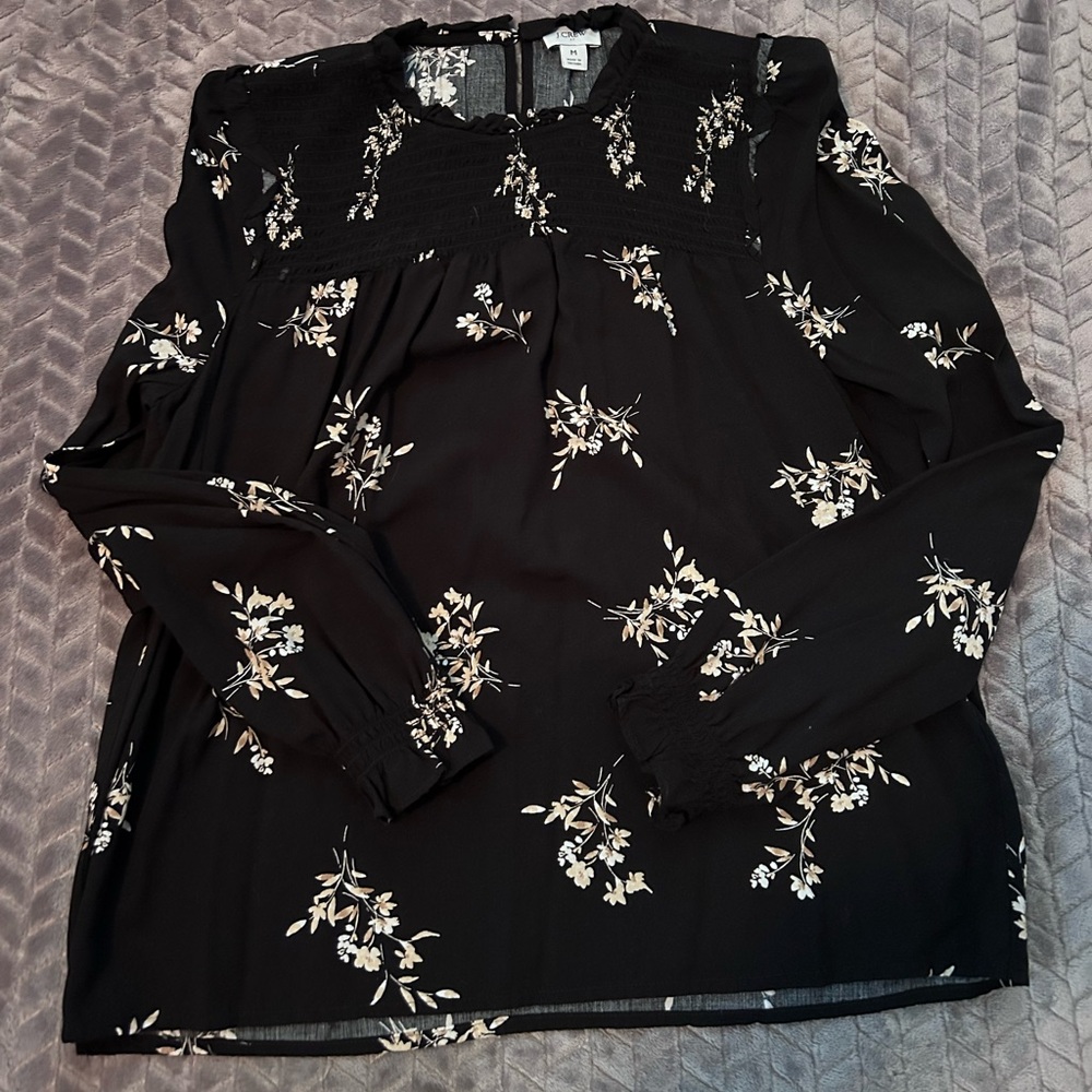 Black floral blouse
